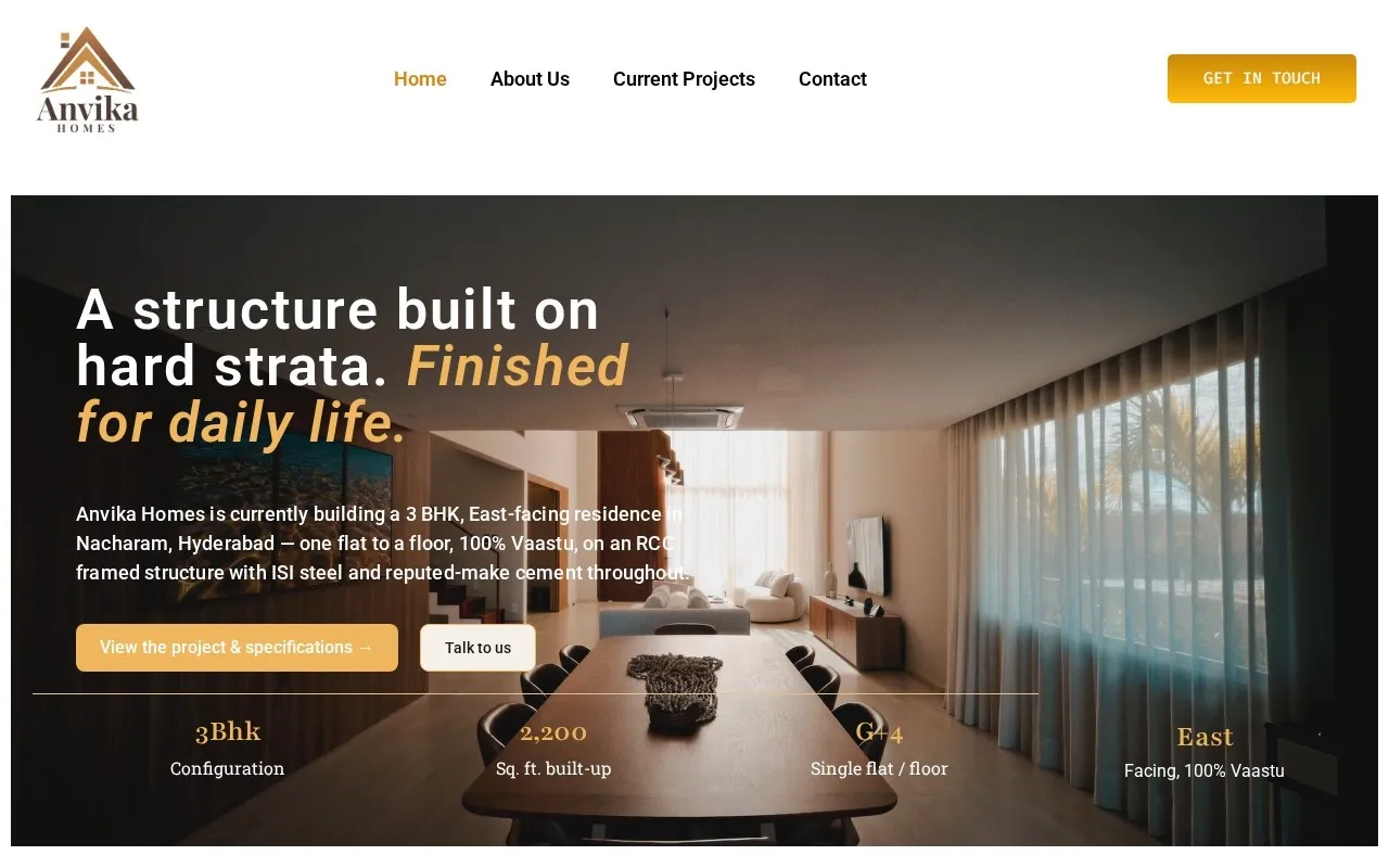 Anvika Homes website designed by Satluj Infomedia