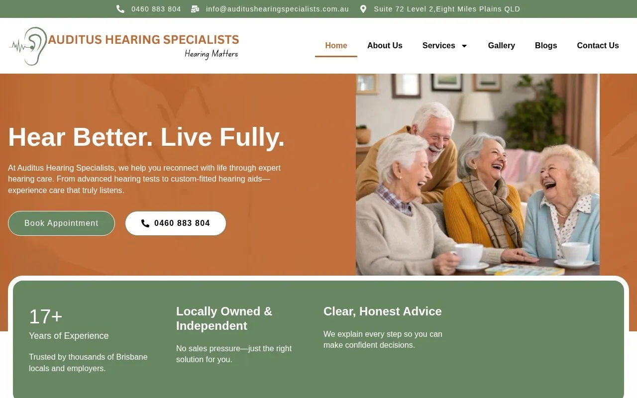 Auditus Hearing Specialists website designed by Satluj Infomedia