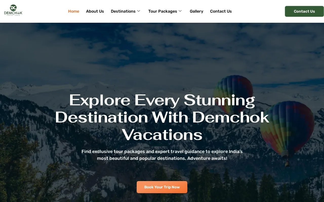 Demchok Vacations website designed by Satluj Infomedia