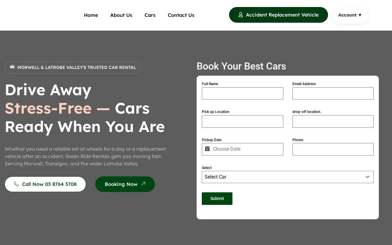 Green Ride Rentals website designed by Satluj Infomedia