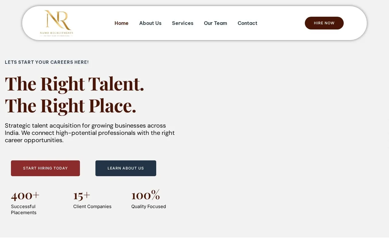 Namo Recruitments website designed by Satluj Infomedia
