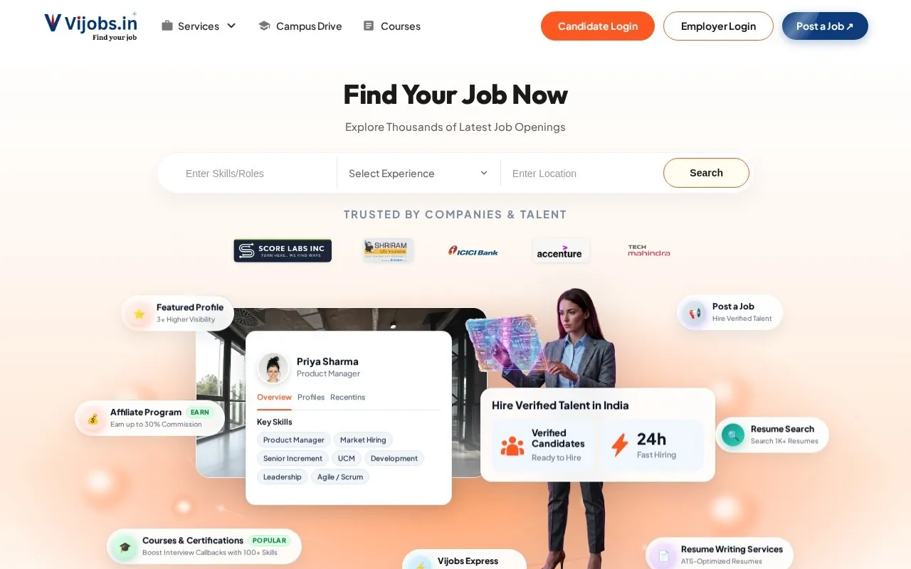 ViJobs website designed by Satluj Infomedia